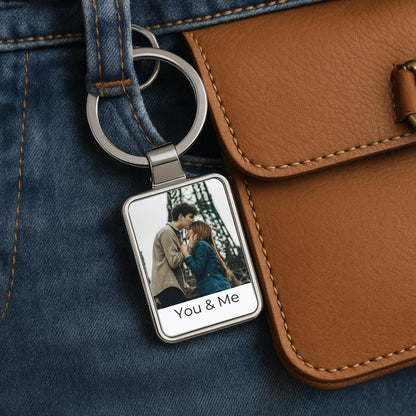 Couple Photo Keychain, Personalized Anniversary Gift