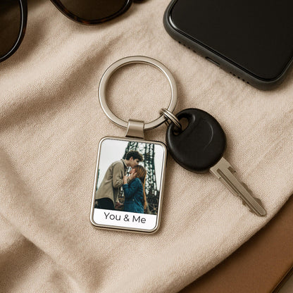 Couple Photo Keychain, Personalized Anniversary Gift