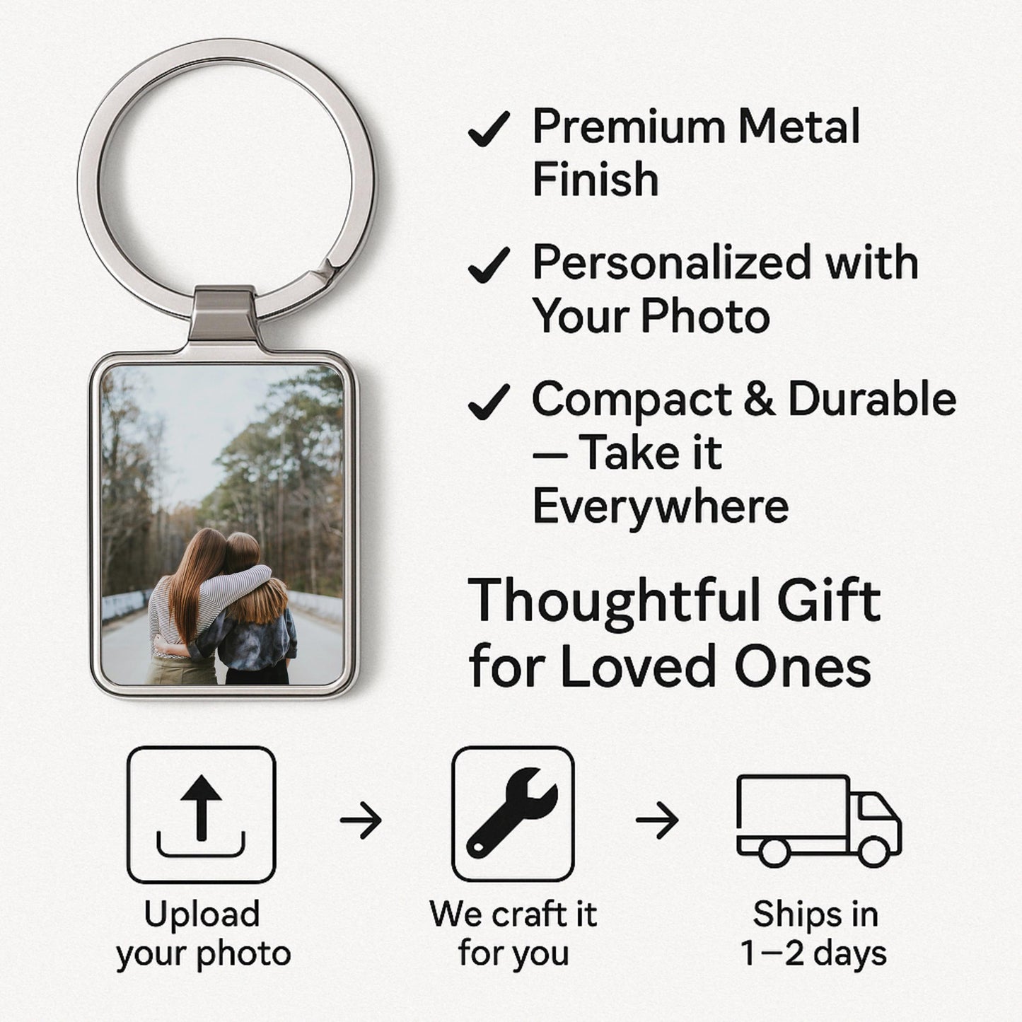 Best Friend Gift, Custom Best Friend Photo Keychain, Personalized Bestie Keepsake, BFF Gift Idea, Friendship Keyring, Custom Picture Gift