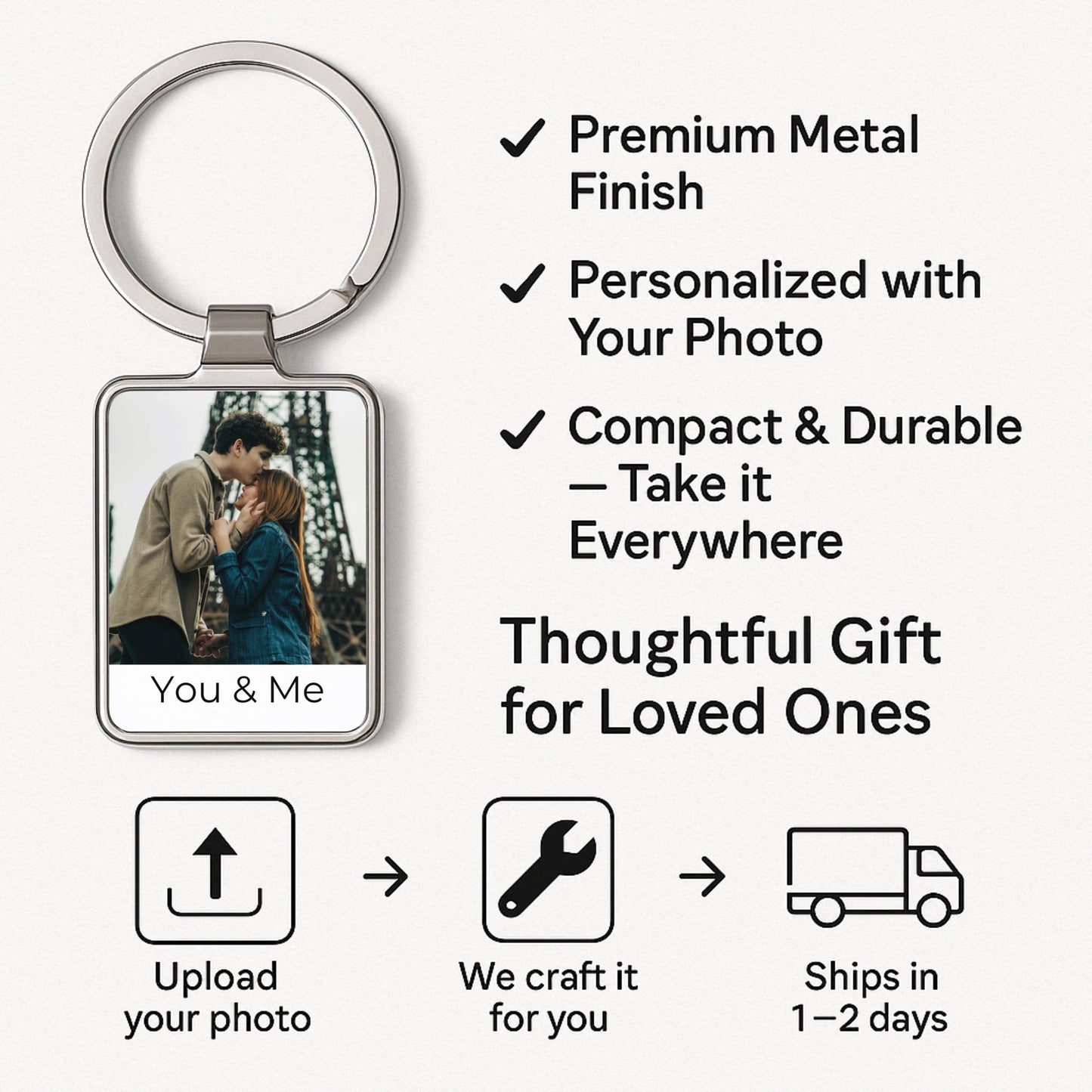 Couple Photo Keychain, Personalized Anniversary Gift