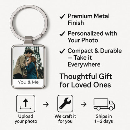 Couple Photo Keychain, Personalized Anniversary Gift