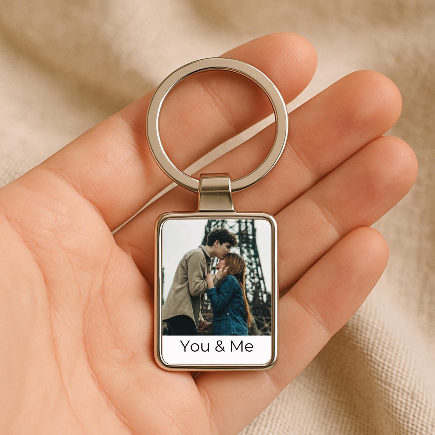 Couple Photo Keychain, Personalized Anniversary Gift