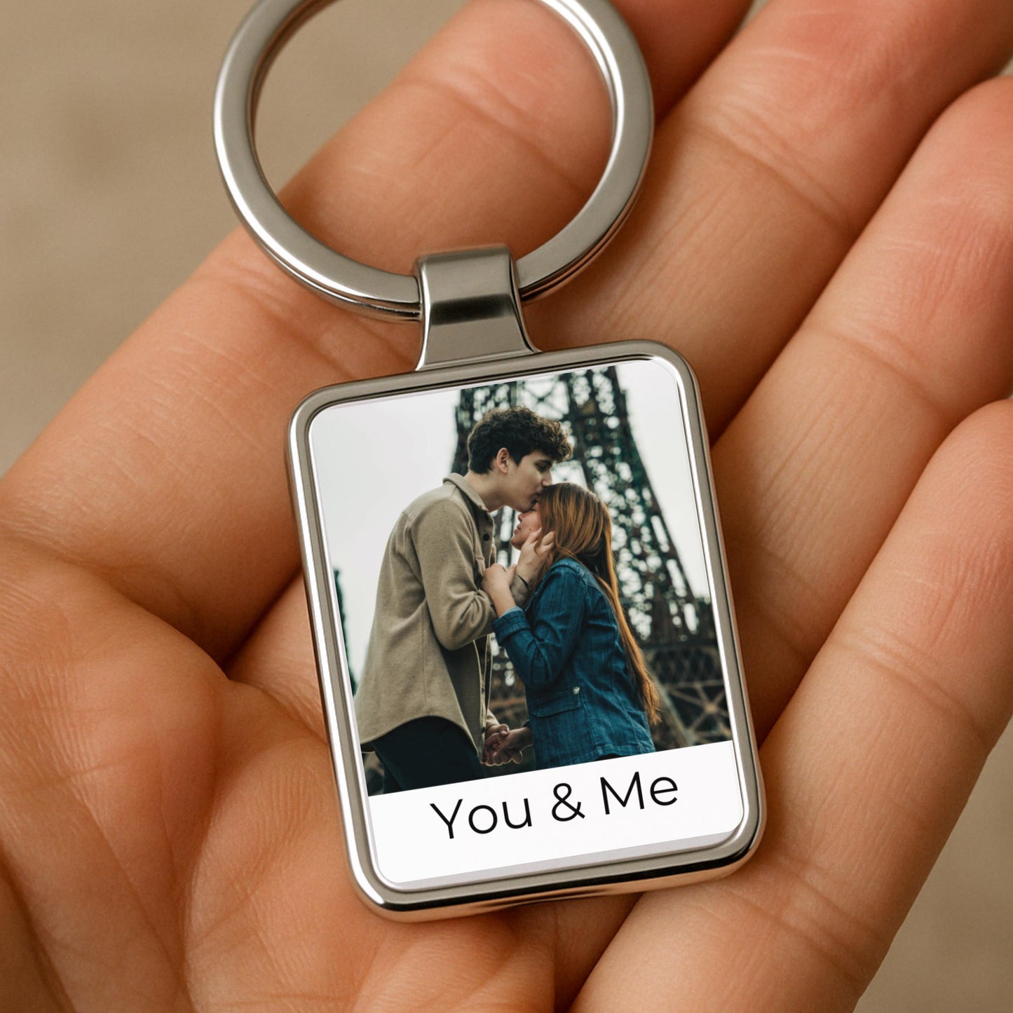 Couple Photo Keychain, Personalized Anniversary Gift