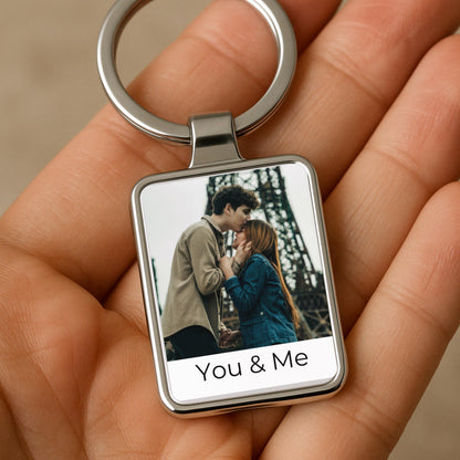 Couple Photo Keychain, Personalized Anniversary Gift