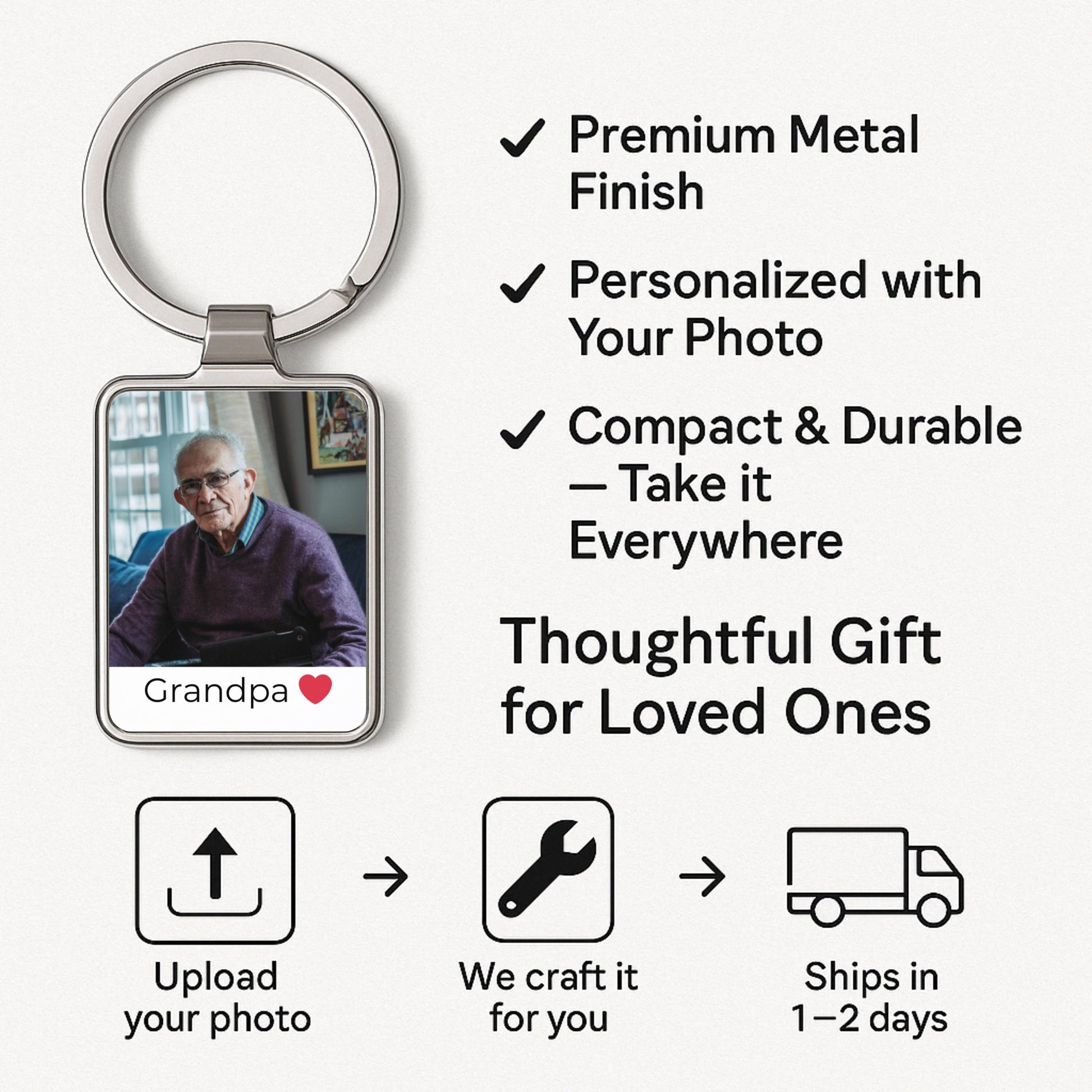 Grandpa Photo Keychain, Personalized Gift from Grandkids