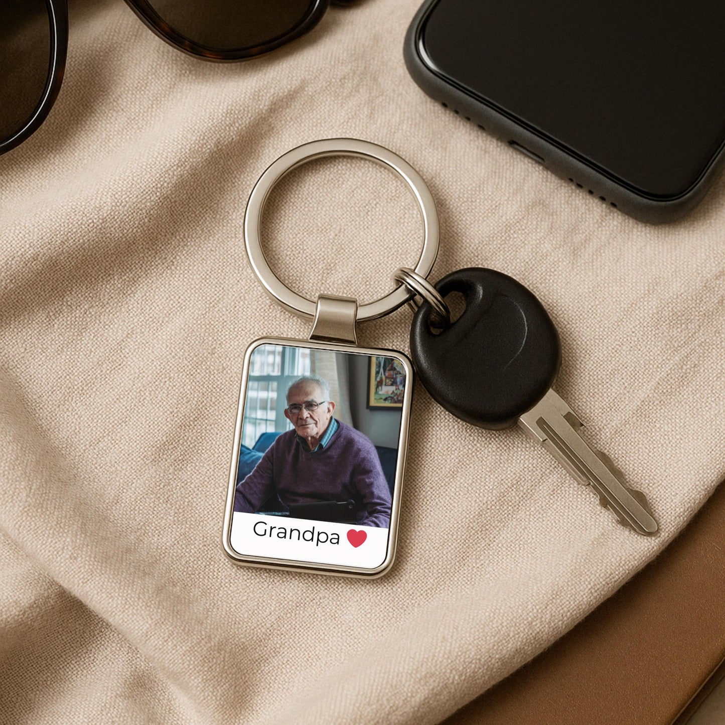 Grandpa Photo Keychain, Personalized Gift from Grandkids