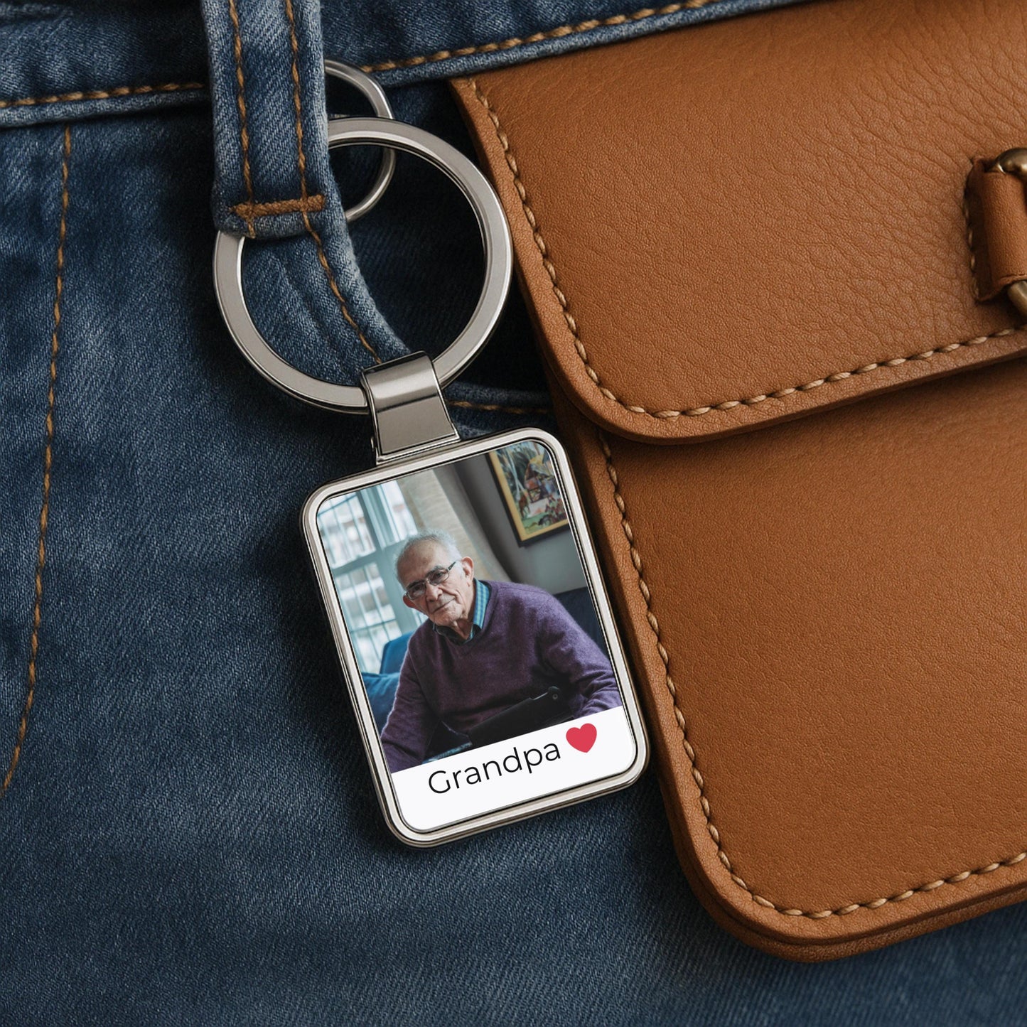 Grandpa Photo Keychain, Personalized Gift from Grandkids