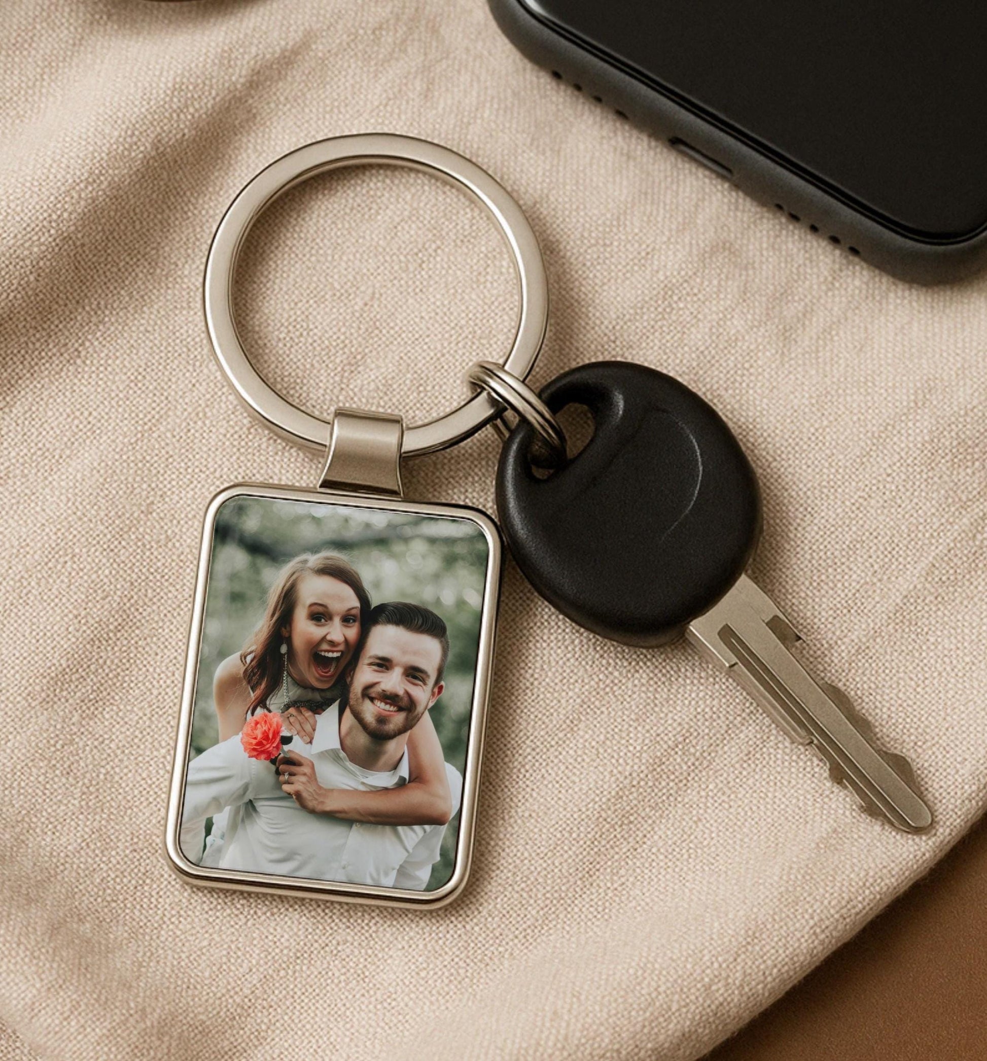 Custom Photo Car Keychain, Personalized Photo Gift, Birthday Gift, Anniversary Gift, Unique Couples Gift, Logo Keychain