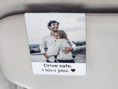Custom Photo Car Visor Clip, New Driver Gift, Metal Picture Frame, Anniversary Gift for Him, First Car Keepsake, Unique Gift for Him/Her