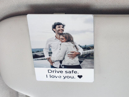 Personalized Car Visor Clip, Anniversary Gift for Him, Personalized Drive Safe Gift, Custom Picture Visor Frame, Unique Couples Gift