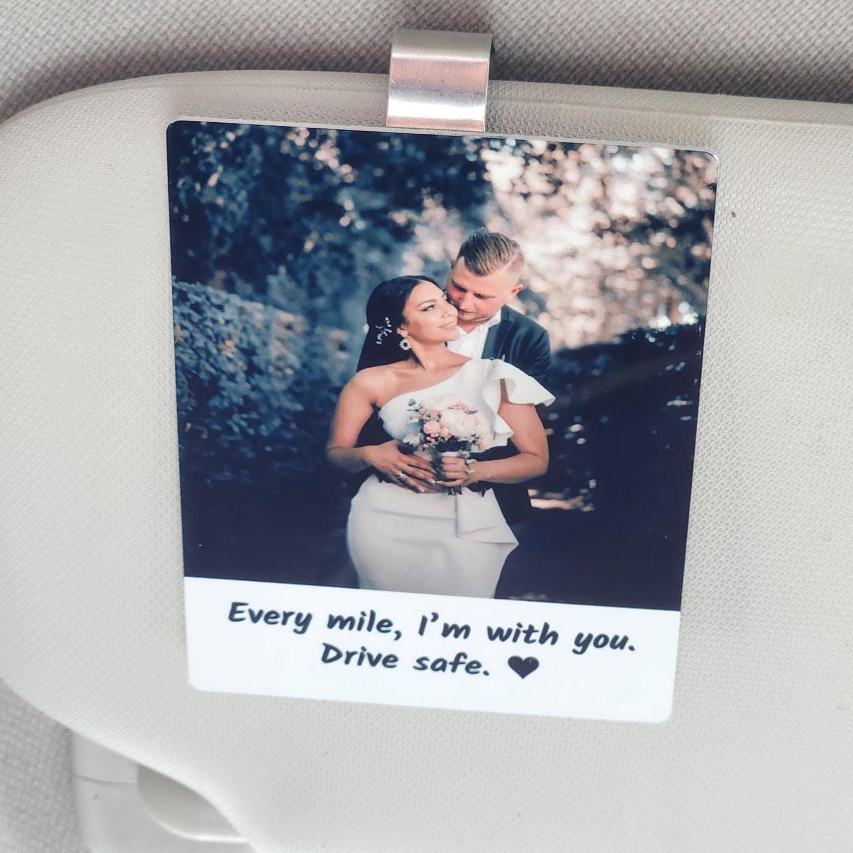 Personalized Car Visor Clip, Anniversary Gift for Him, Personalized Drive Safe Gift, Custom Picture Visor Frame, Unique Couples Gift