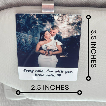 Personalized Car Visor Clip, Anniversary Gift for Him, Personalized Drive Safe Gift, Custom Picture Visor Frame, Unique Couples Gift