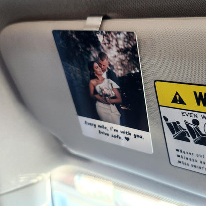 Custom Photo Car Visor Clip, New Driver Gift, Metal Picture Frame, Anniversary Gift for Him, First Car Keepsake, Unique Gift for Him/Her