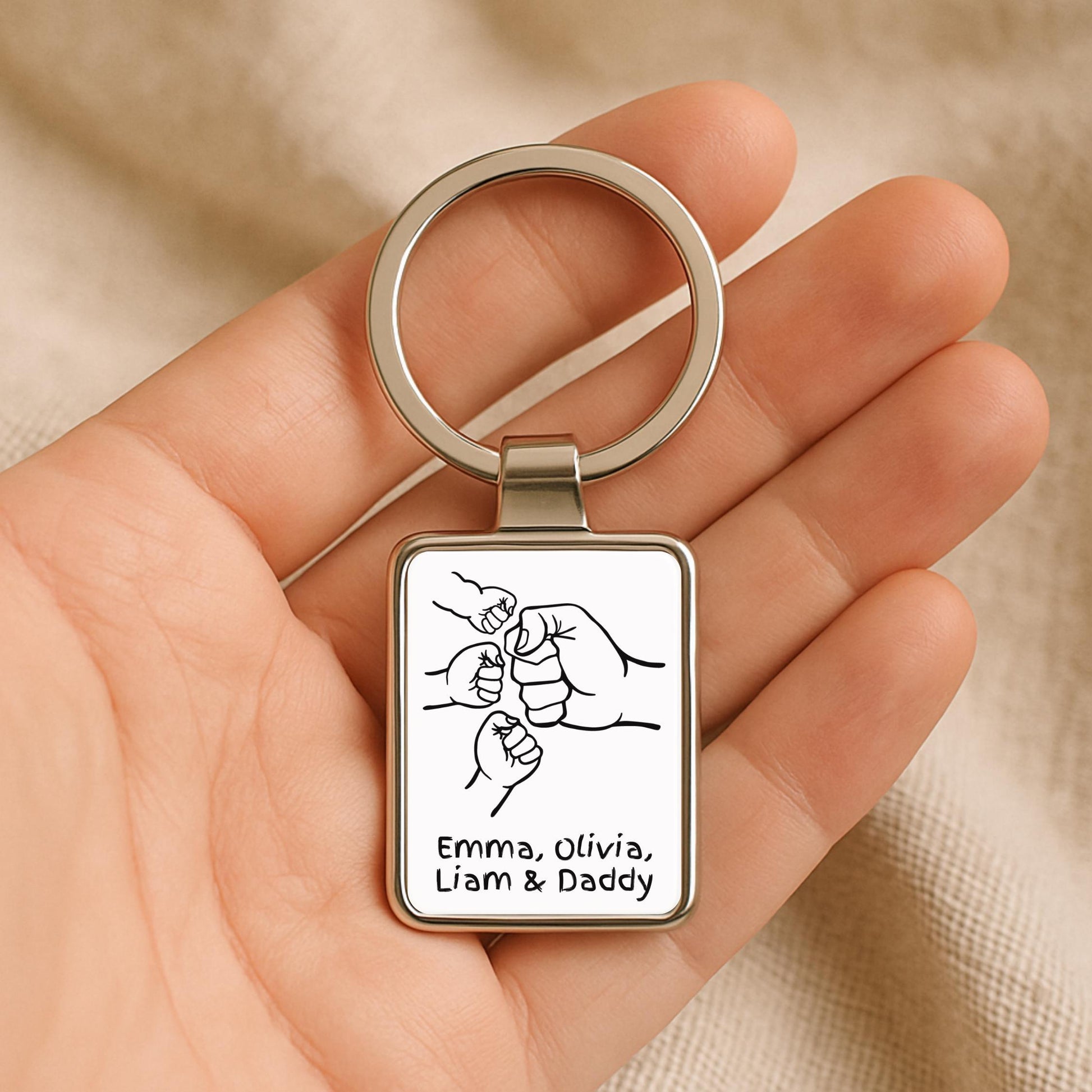 Fist Bump Dad Keychain, Personalized Gift from Kids
