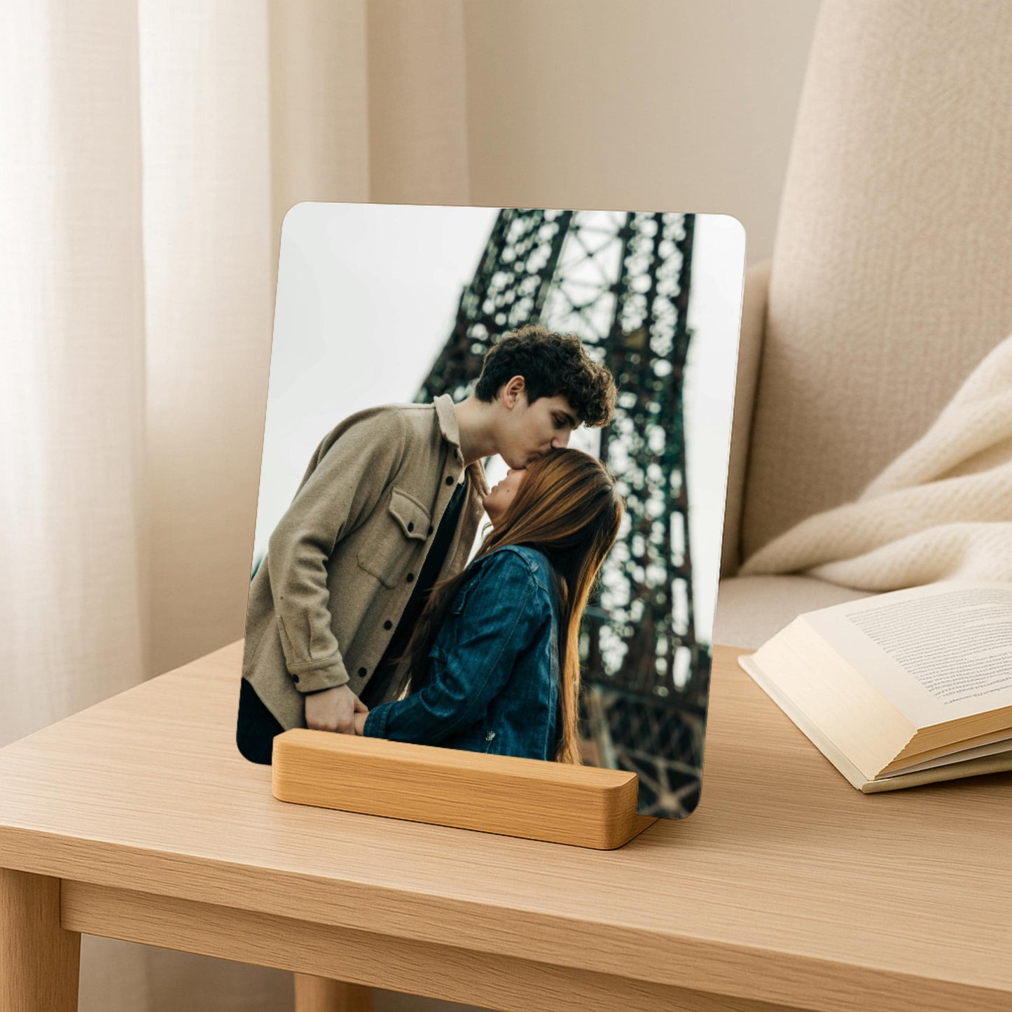 Couple Photo Gift, Personalized Metal Picture on Stand, Anniversary Valentines Gift for Boyfriend, Girlfriend, Husband, Wife