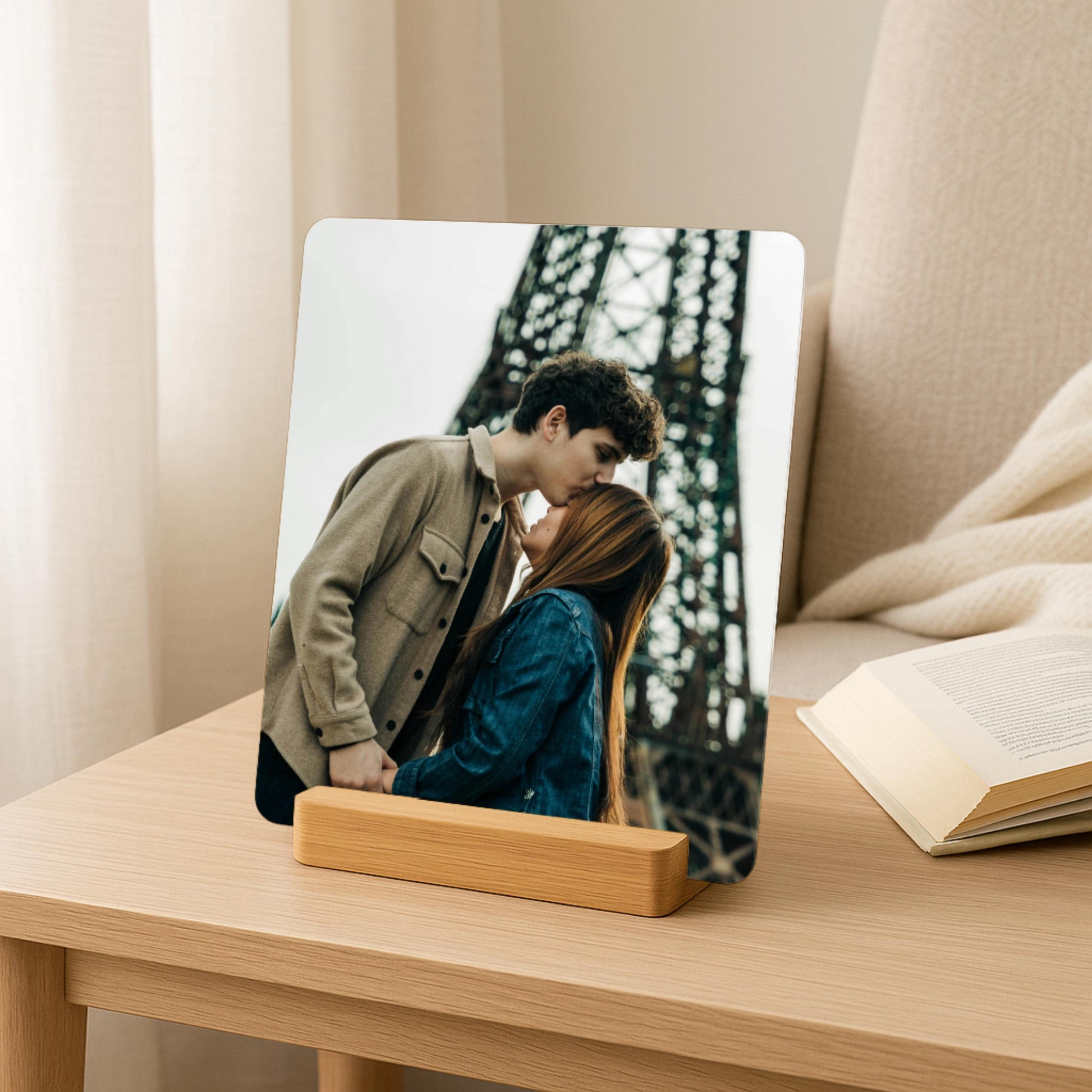 Couple Photo Gift, Personalized Metal Picture on Stand, Anniversary Valentines Gift for Boyfriend, Girlfriend, Husband, Wife