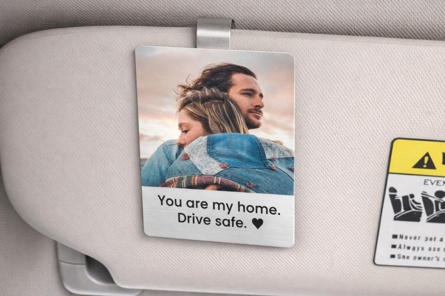 Personalized Couple Photo Car Visor Clip, Drive Safe I Love You Gift, Anniversary Gift for Boyfriend Husband