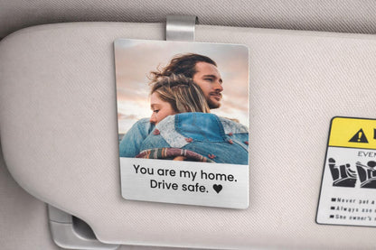 Personalized Couple Photo Car Visor Clip, Drive Safe I Love You Gift, Anniversary Gift for Boyfriend Husband