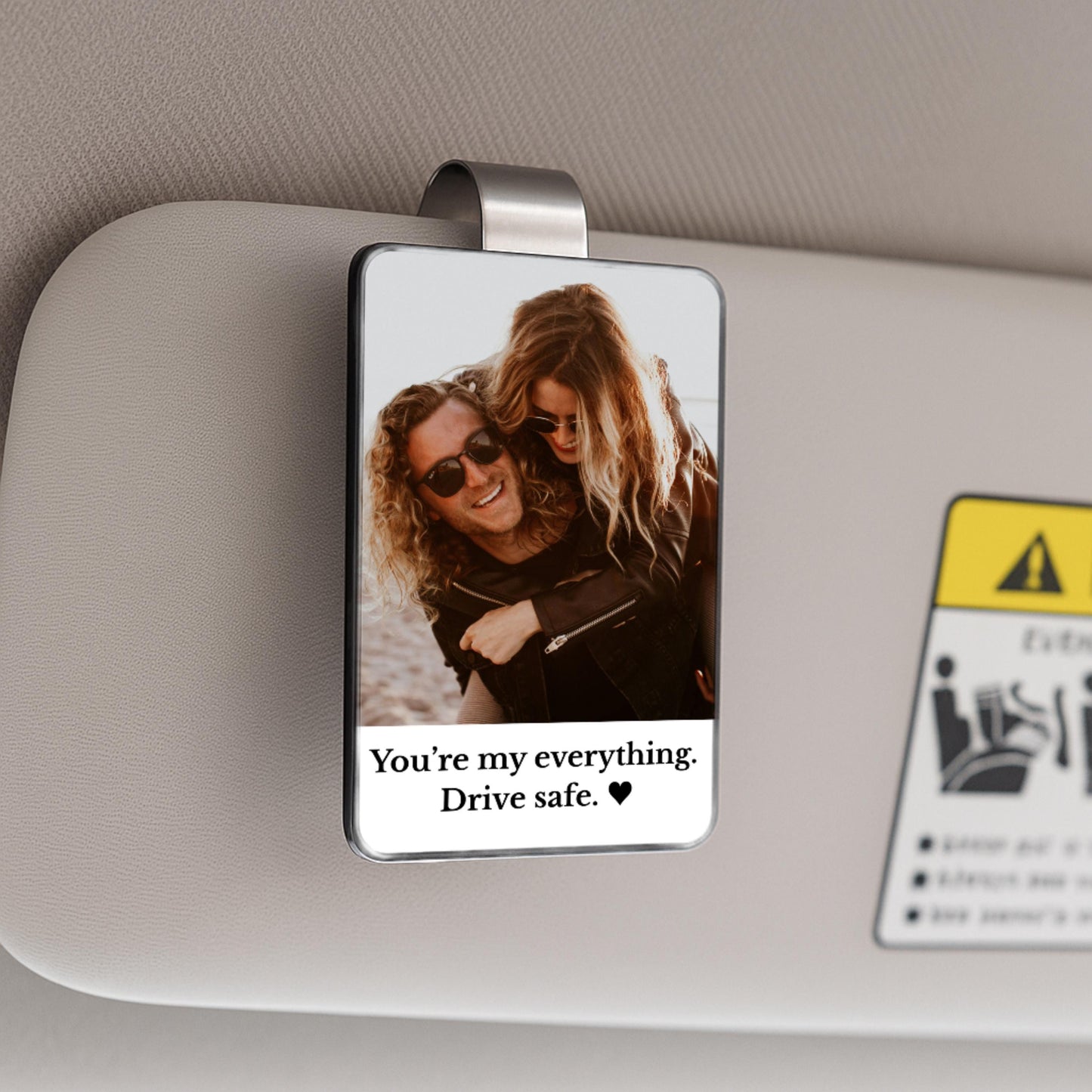 Personalized Couple Photo Car Visor Clip, Drive Safe I Love You Gift, Anniversary Gift for Boyfriend Husband