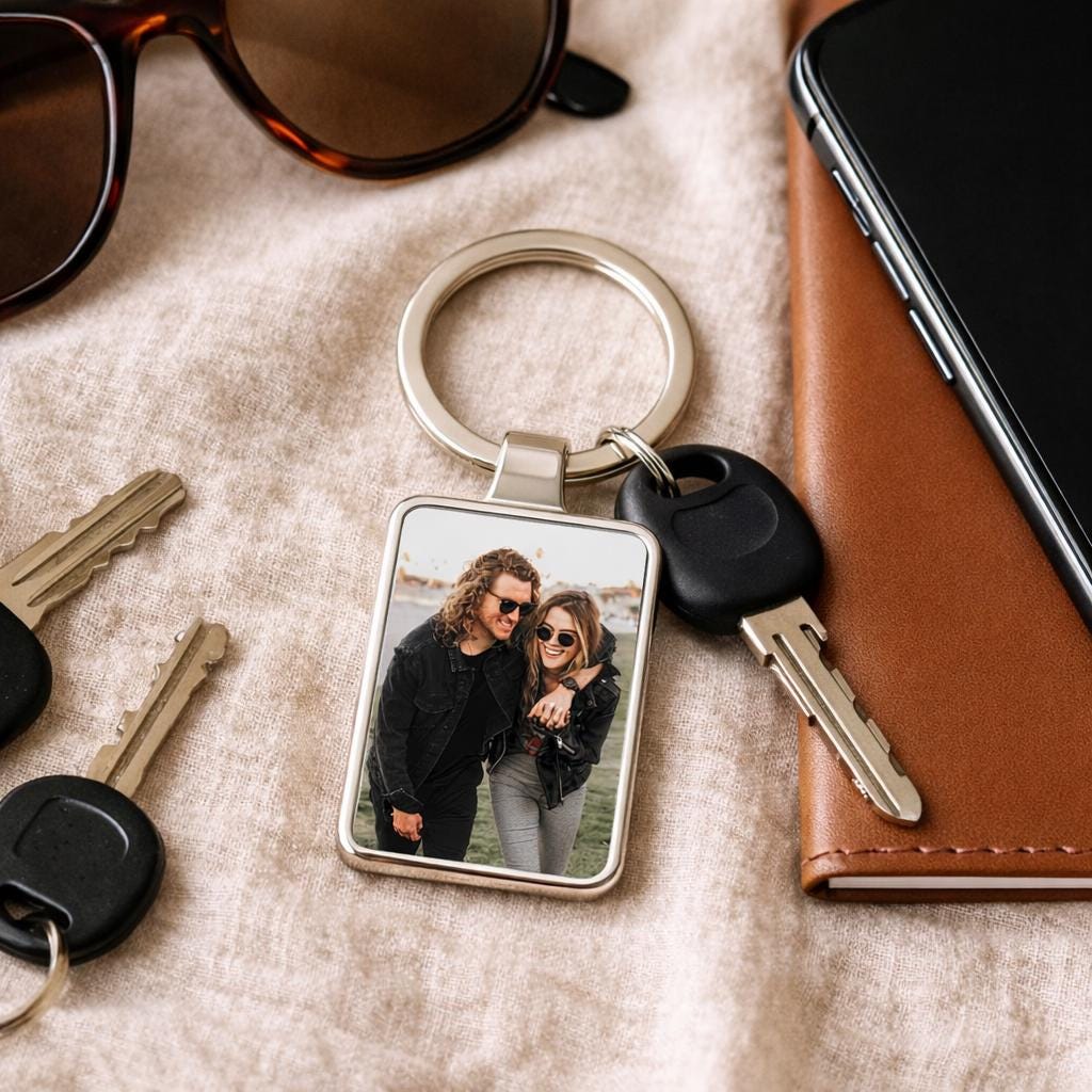 Next Day Ship Photo Keychain, Anniversary Gift for Boyfriend, Custom Picture Keychain