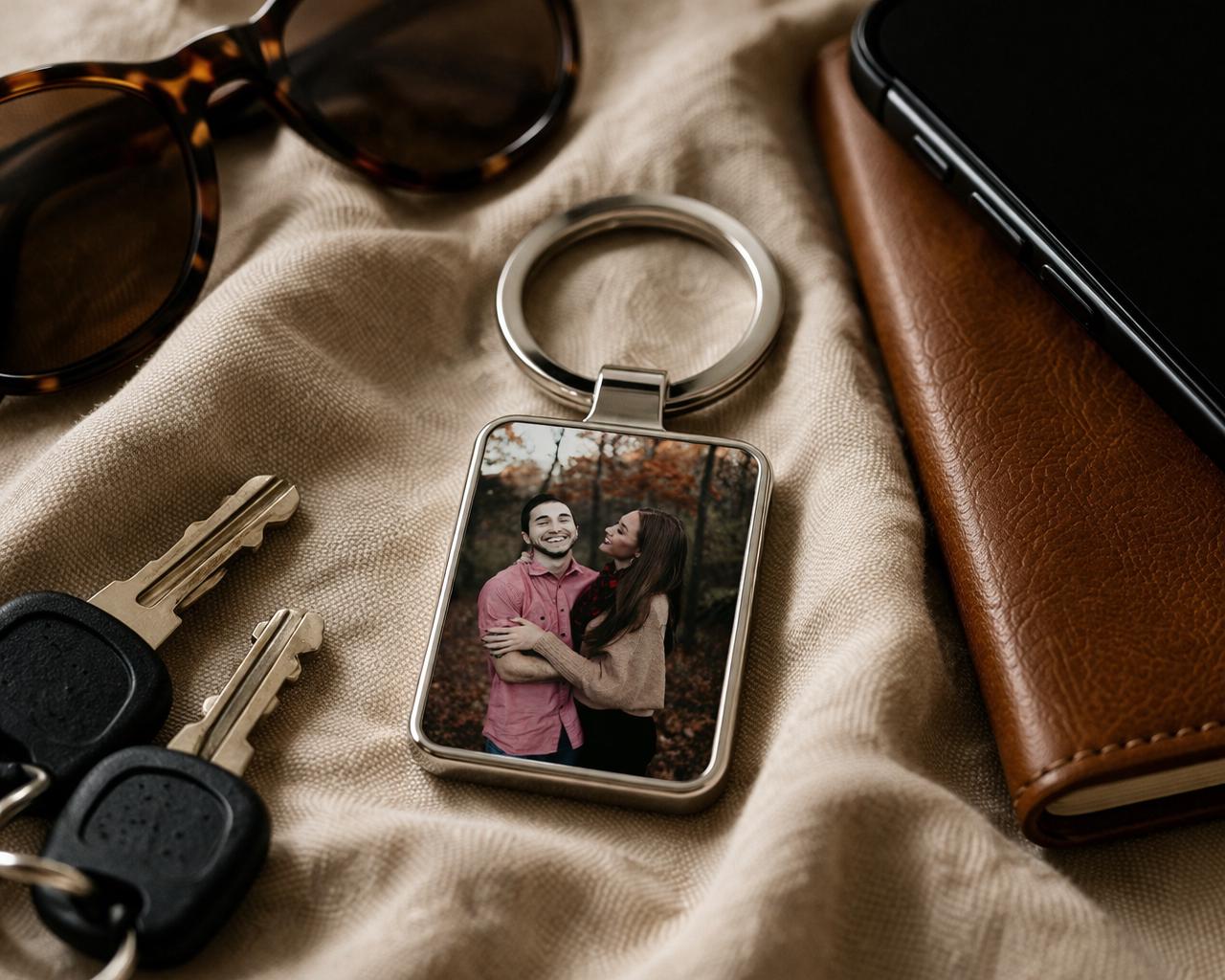 Long Distance Boyfriend Anniversary Gift, Personalized Photo Keychain