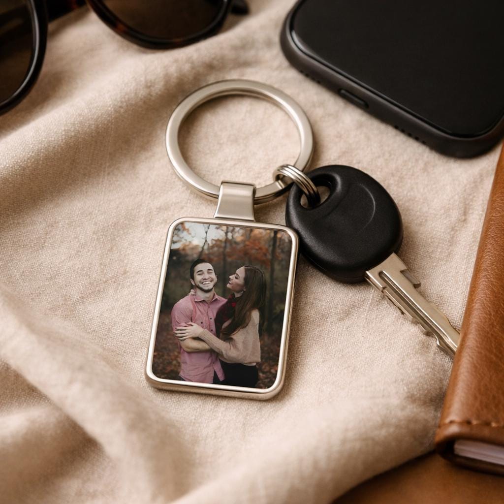 Long Distance Boyfriend Anniversary Gift, Personalized Photo Keychain