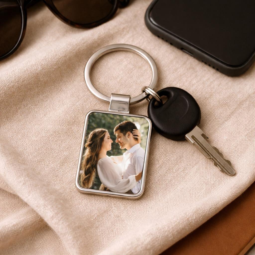 Personalized Photo Keychain, Gift for Girlfriend, Custom Picture Keychain