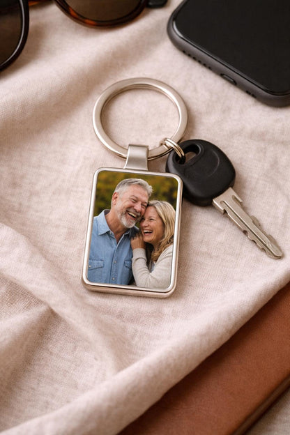 Custom Photo Keychain, Anniversary Gift for Wife, Personalized Picture Keychain