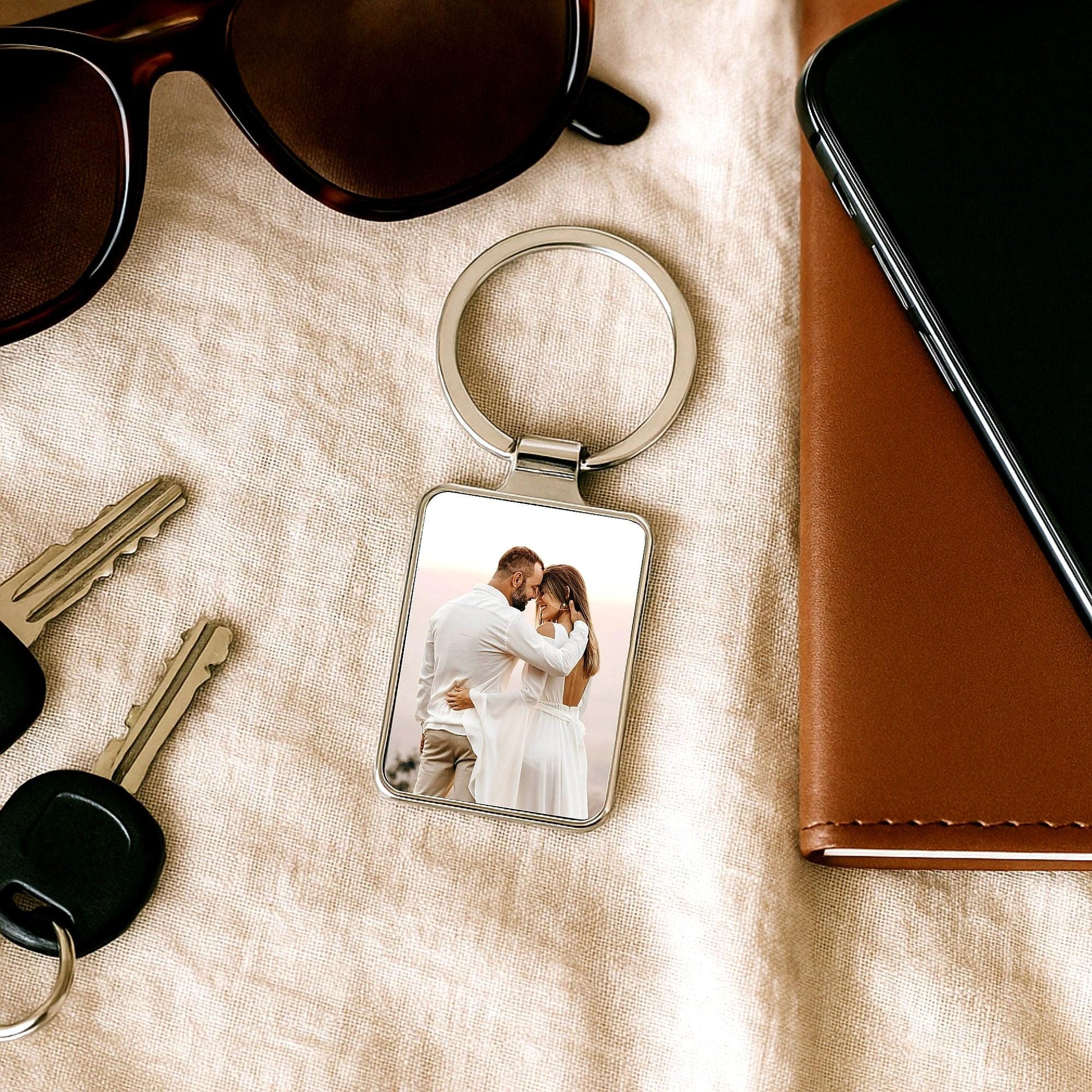 Personalized Photo Keychain, Wedding Gift for Couple, Custom Picture Keyring