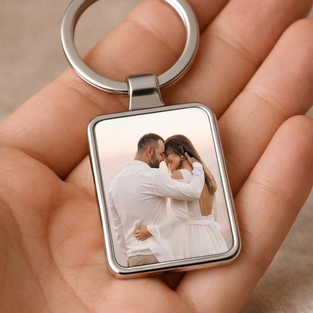 Personalized Photo Keychain, Wedding Gift for Couple, Custom Picture Keyring