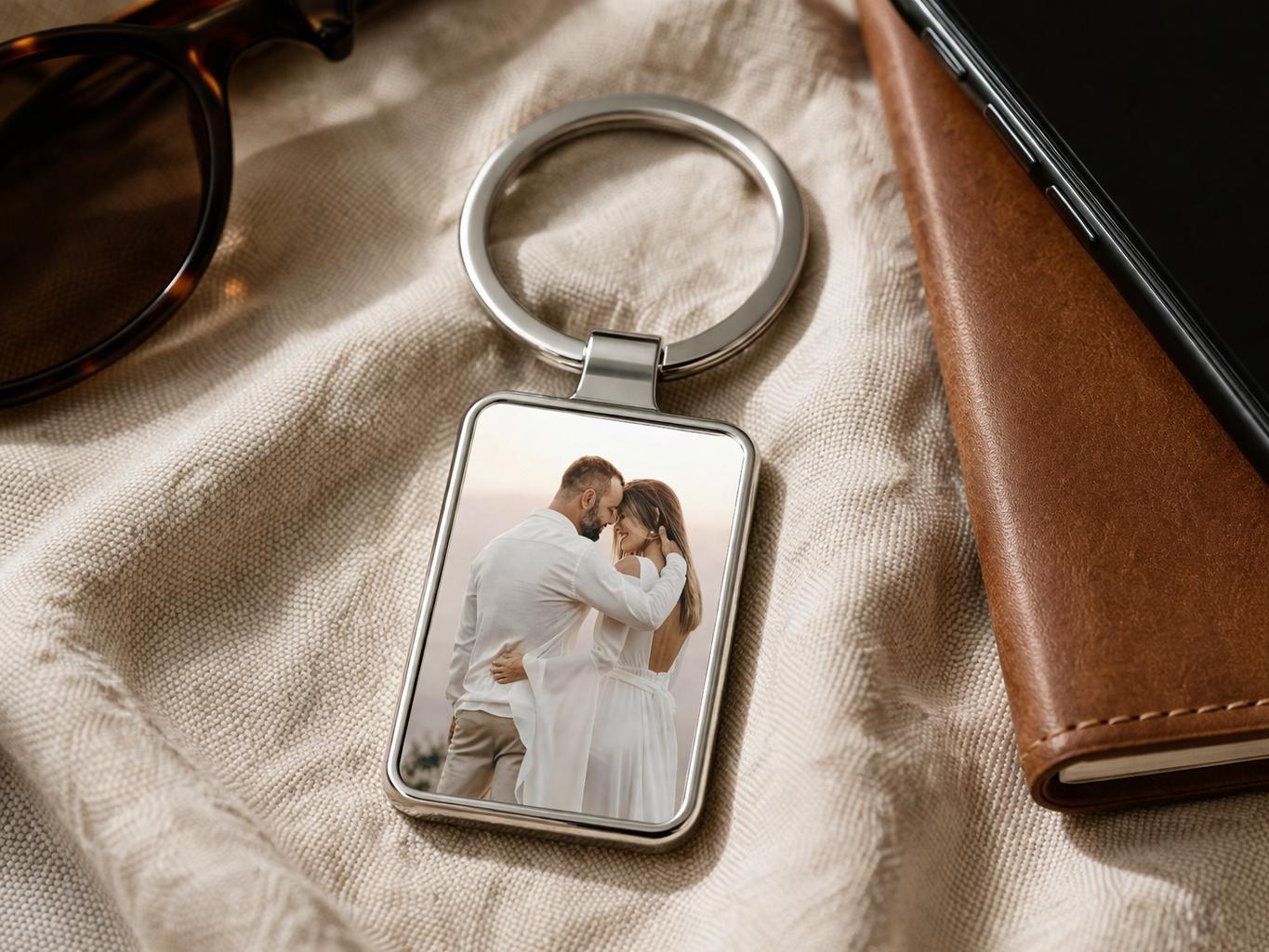 Personalized Photo Keychain, Wedding Gift for Couple, Custom Picture Keyring
