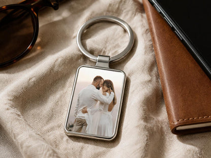Personalized Photo Keychain, Wedding Gift for Couple, Custom Picture Keyring