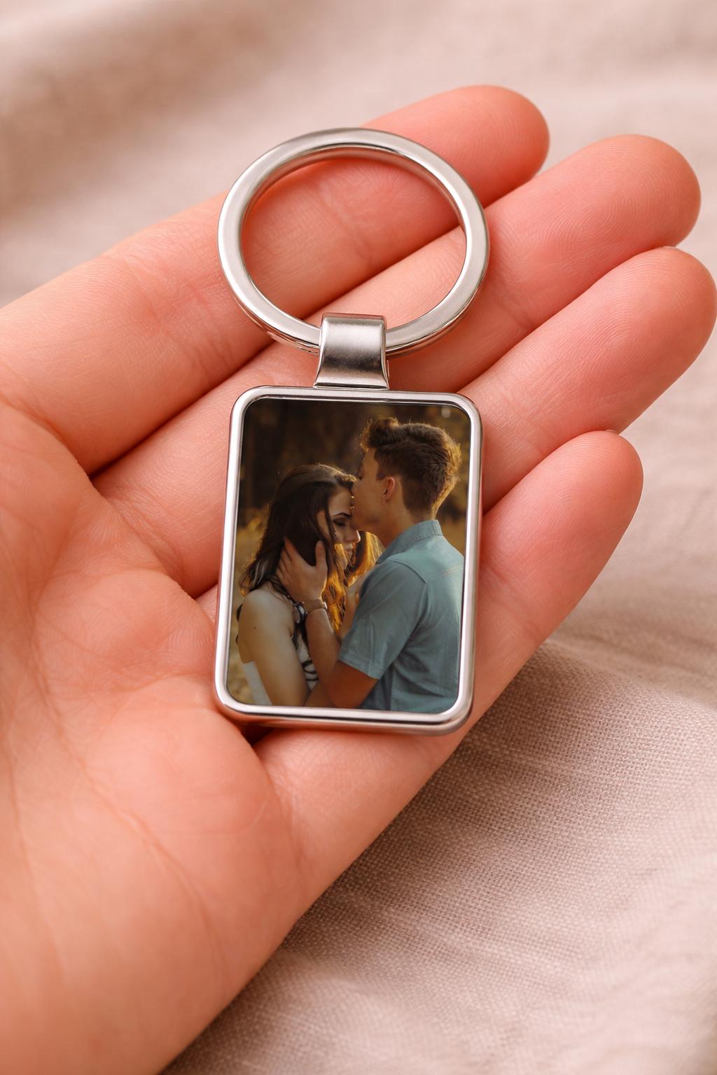 Couples Photo Keychain, Custom Picture Gift, Personalized Romantic Gift