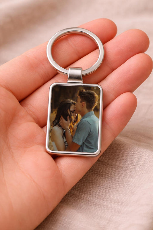Couples Photo Keychain, Custom Picture Gift, Personalized Romantic Gift