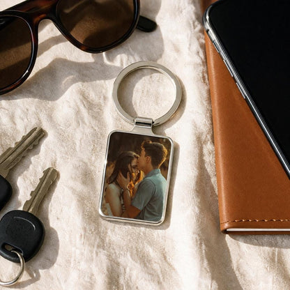 Couples Photo Keychain, Custom Picture Gift, Personalized Romantic Gift