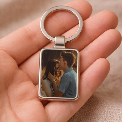 Couples Photo Keychain, Custom Picture Gift, Personalized Romantic Gift