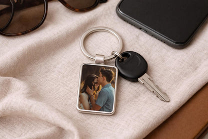 Couples Photo Keychain, Custom Picture Gift, Personalized Romantic Gift