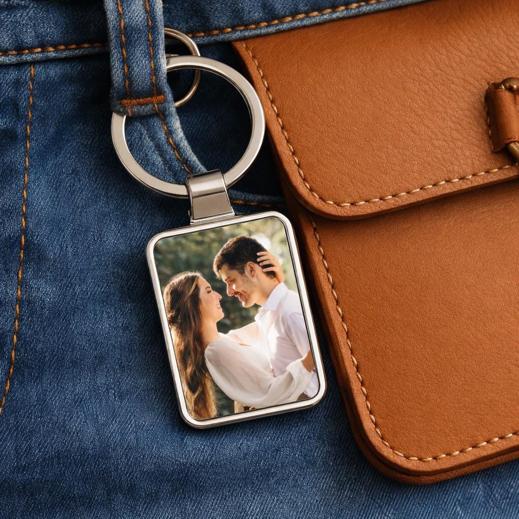 Personalized Photo Keychain, Gift for Girlfriend, Custom Picture Keychain