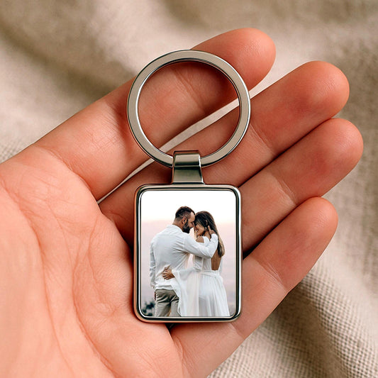 Personalized Photo Keychain, Wedding Gift for Couple, Custom Picture Keyring