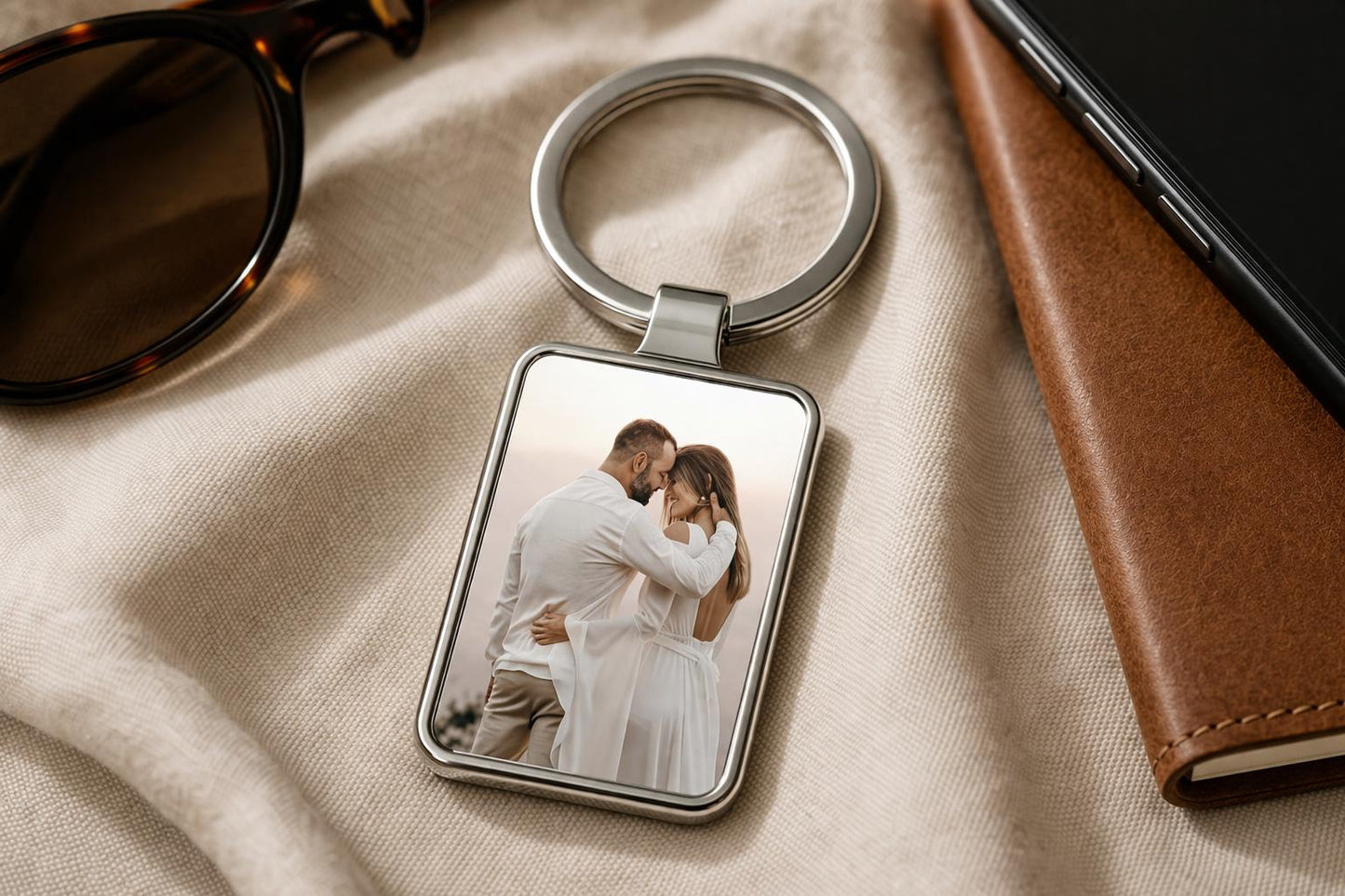 Personalized Photo Keychain, Wedding Gift for Couple, Custom Picture Keyring
