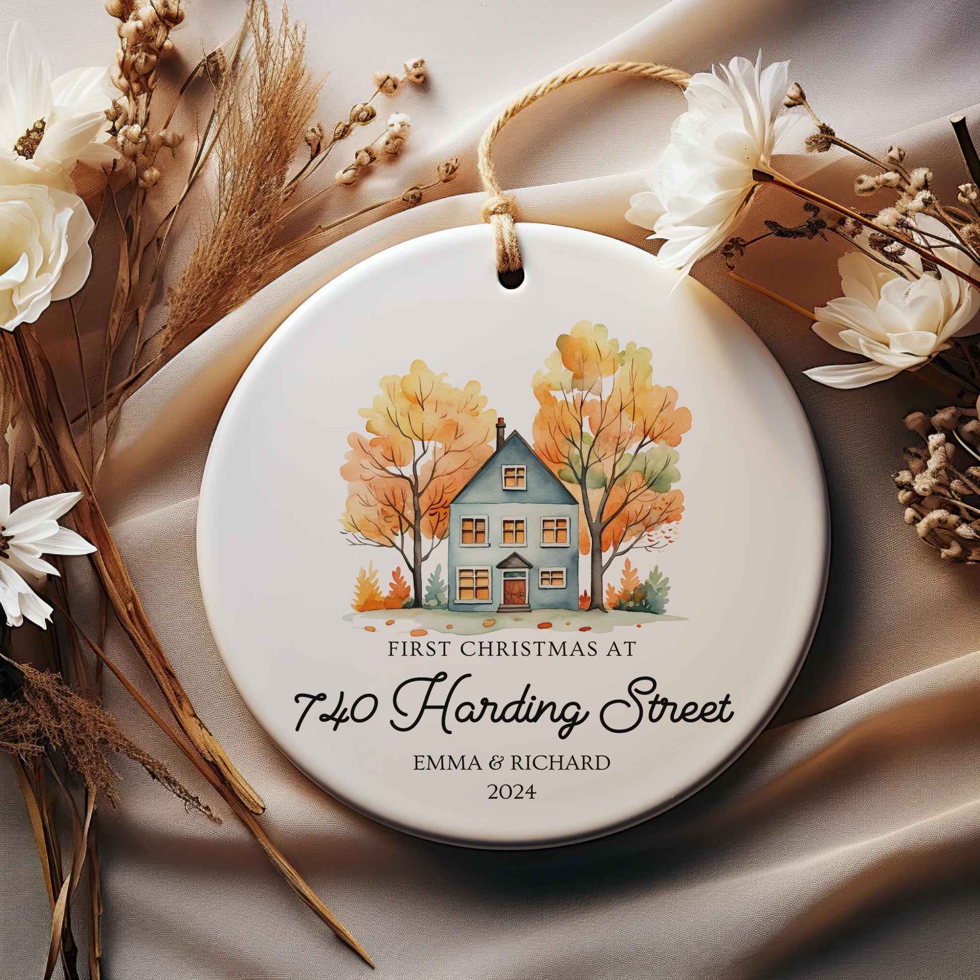 First Christmas Address Ornament, Personalized New Home Keepsake