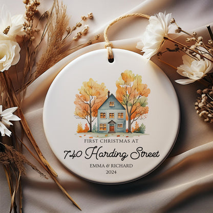 First Christmas Address Ornament, Personalized New Home Keepsake