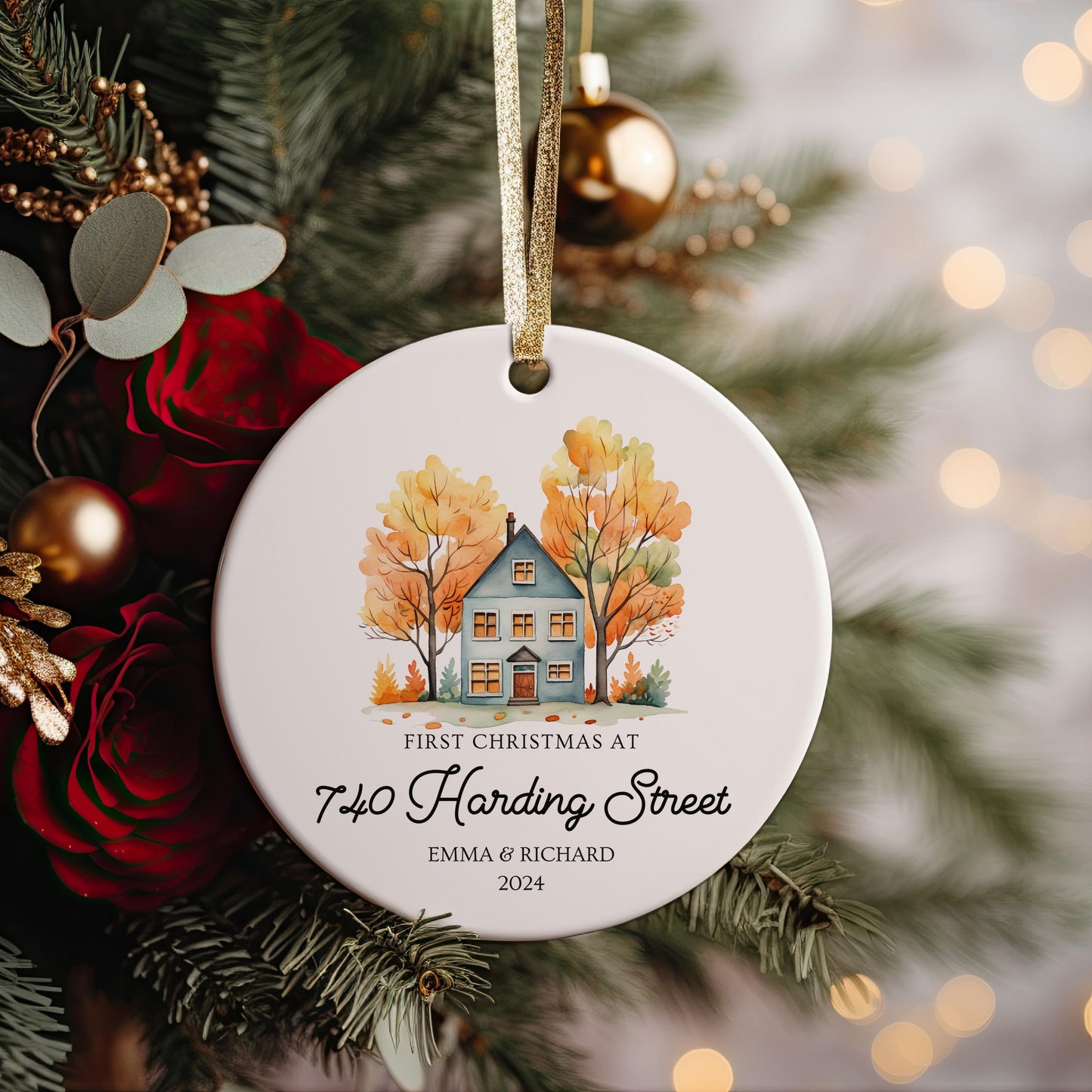 First Christmas Address Ornament, Personalized New Home Keepsake