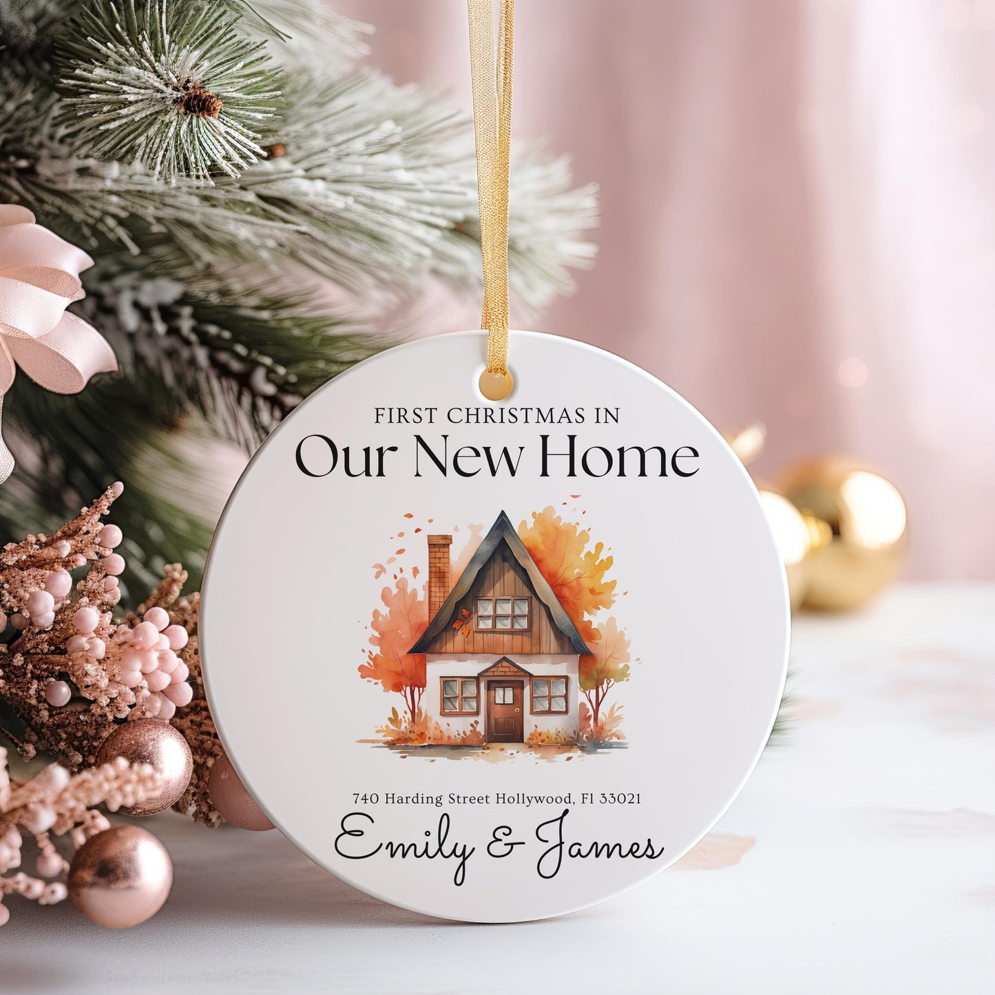 Personalized Address Ornament, First Christmas in Our New Home, New Home Gift