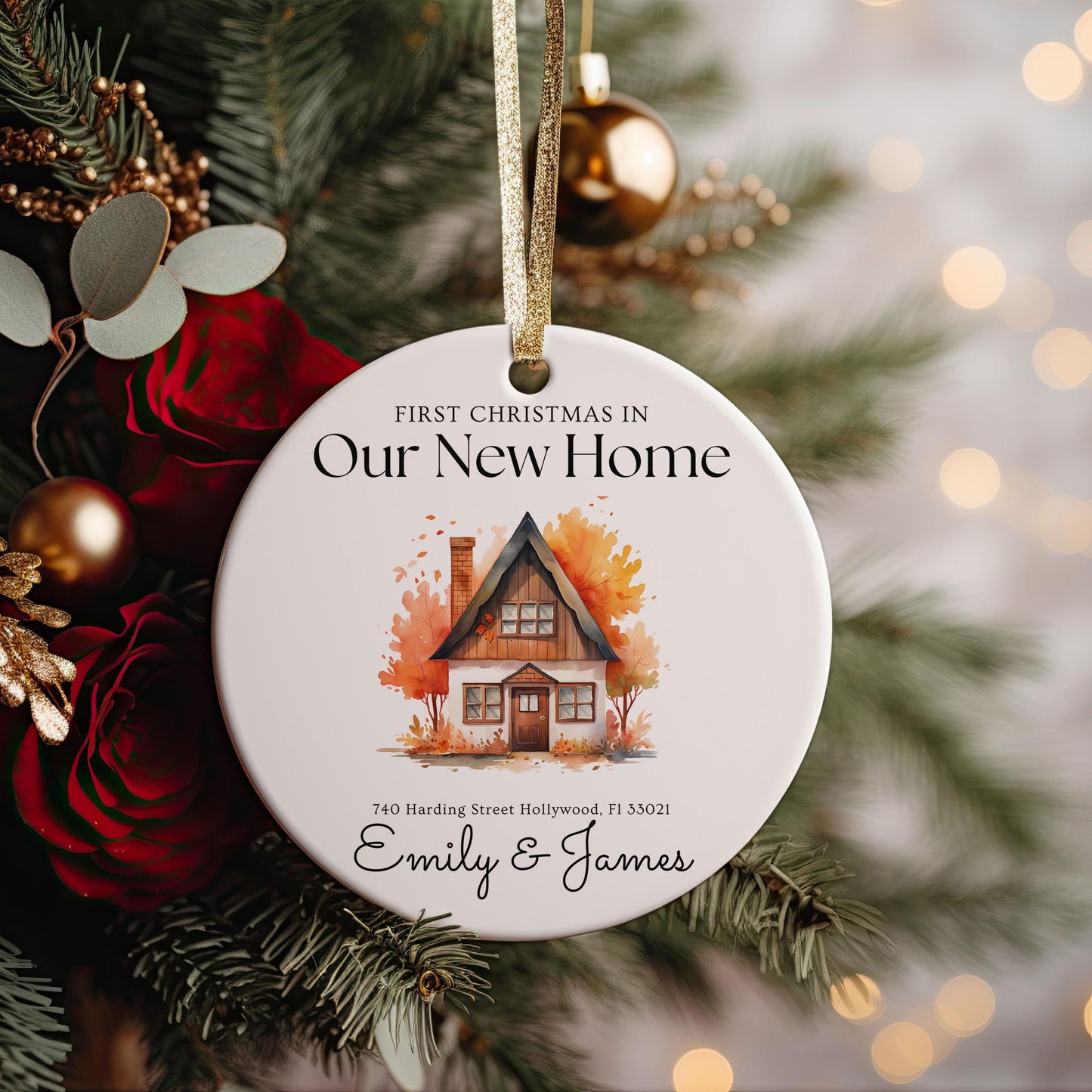 Personalized Address Ornament, First Christmas in Our New Home, New Home Gift