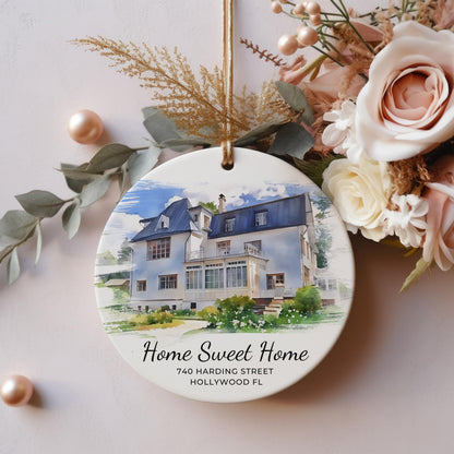 Our First Home Ornament, Custom House Portrait from Photo, New Home Gift