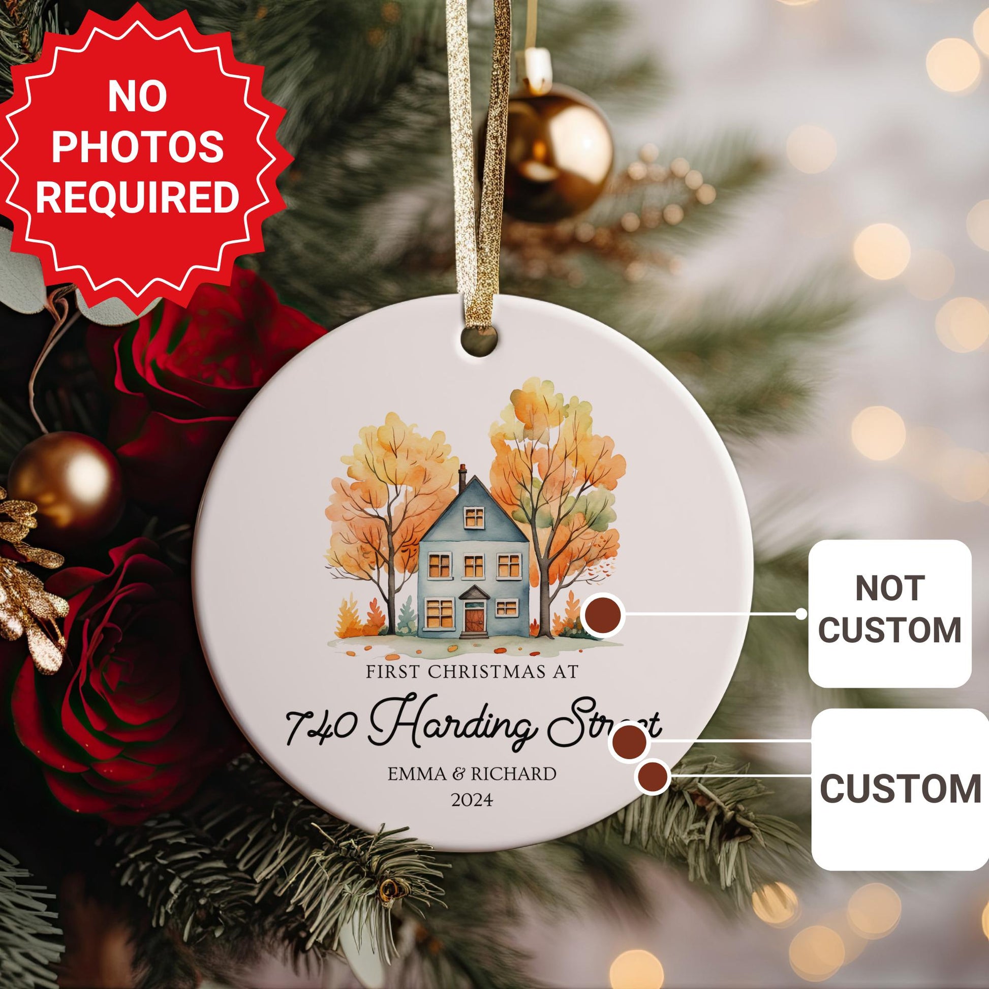 First Christmas at Our New Address, Personalized Housewarming Ornament