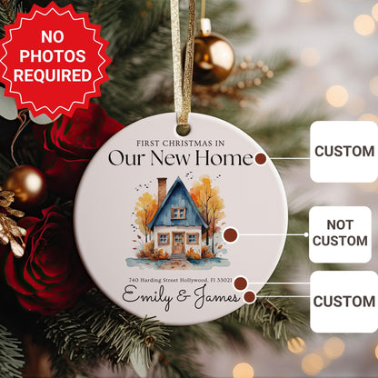 Personalized New Home Christmas Ornament, First Christmas Address Keepsake, Housewarming Gift
