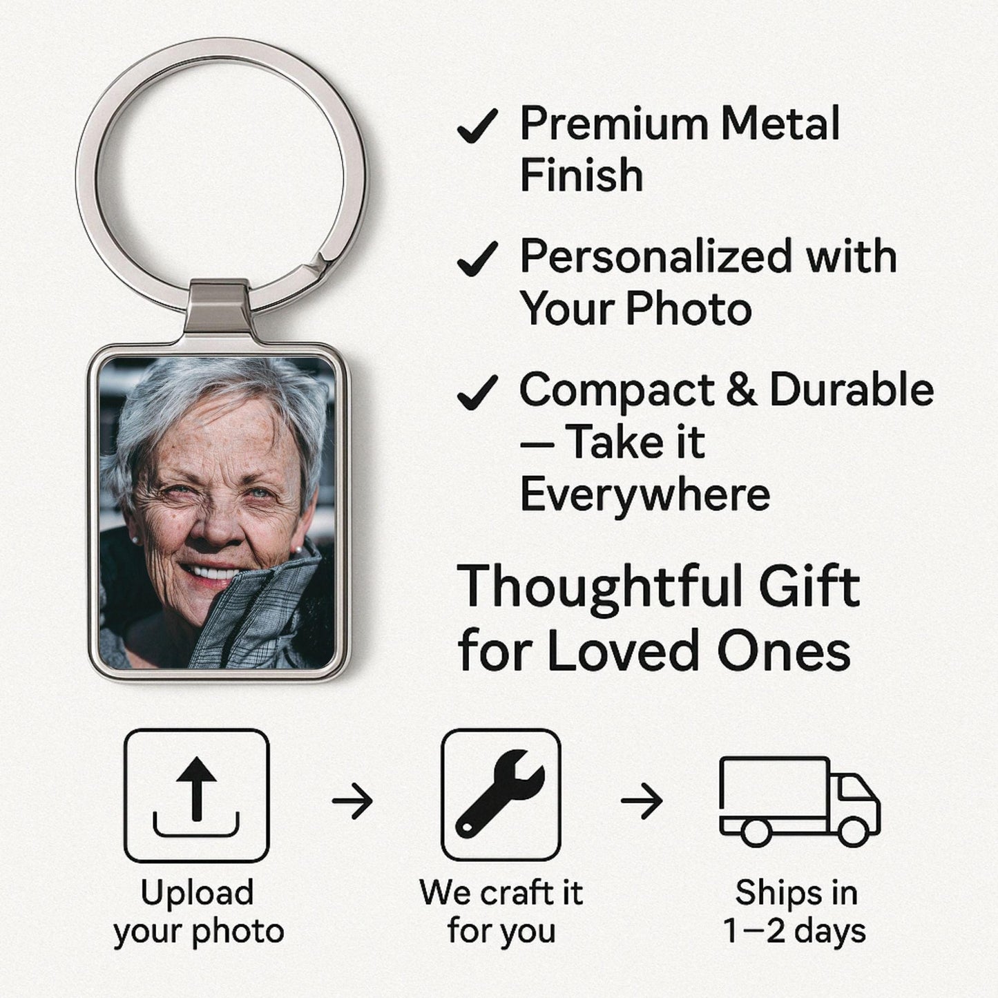Memorial Photo Keychain, Personalized Sympathy Gift
