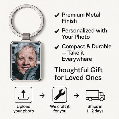 Memorial Photo Keychain, Personalized Sympathy Gift
